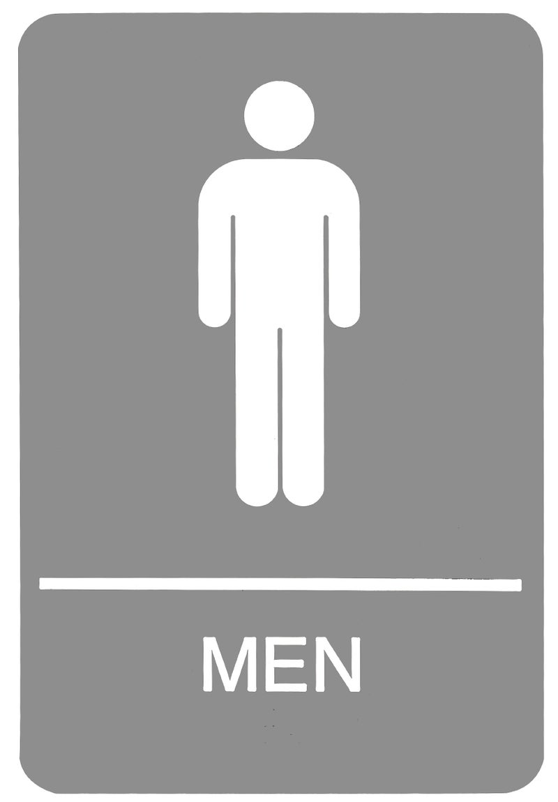 Headline Sign 5216 Men's Restroom ADA Sign with Grade 2 Braille and Tactile Graphics, 6" x 9", Gray/White, Made in USA - Image 1
